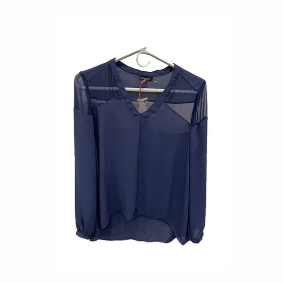 Cynthia Rowley New York dark blue sheer blouse, size M. - Picture 1 of 2